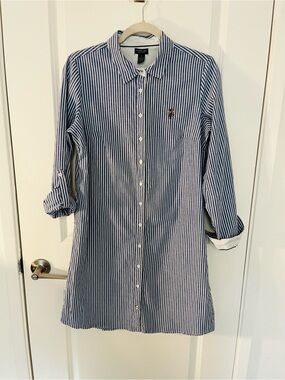 US Polo Association Blue and White Striped Dress